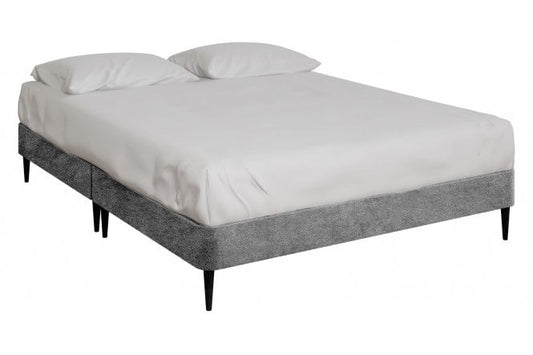 Oak Fabric Upholstered Low Divan Base With Black Beech Wood Legs