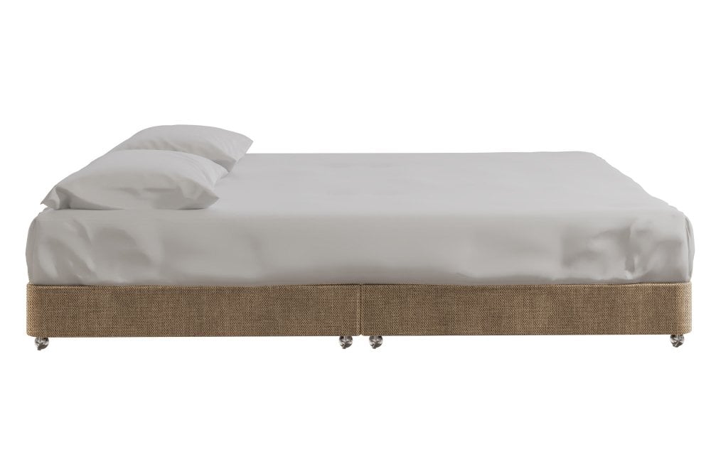 Oak Fabric Upholstered Low Divan Base With Chrome Glides