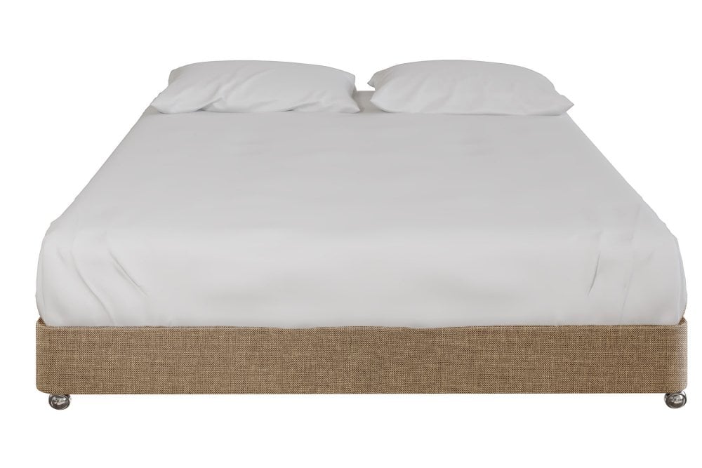 Oak Fabric Upholstered Low Divan Base With Chrome Glides
