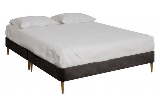 Oak Fabric Upholstered Low Divan Base With Natural Beech Wooden Legs