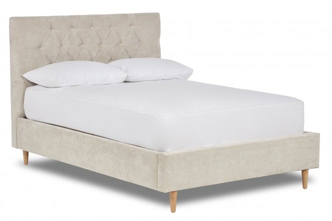 Batley Modern Tall Chesterfield Fabric Bed