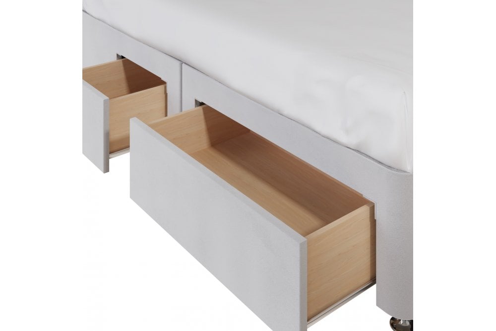 Beech Divan Bed With 4 Drawers - Varied Sizes