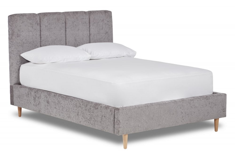 Evita Fabric Bed With Fluted Headboard Panels