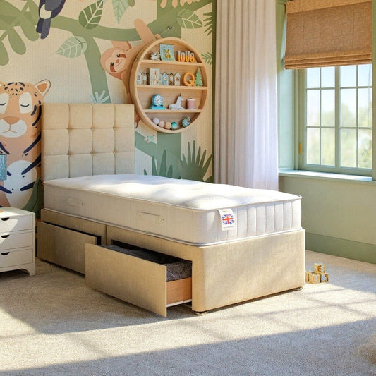 Kids Sicily Divan Bed with Strutted Headboard Divan Base Direct 