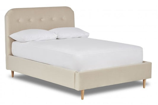 Reyna Contemporary Button Backed Fabric Bed