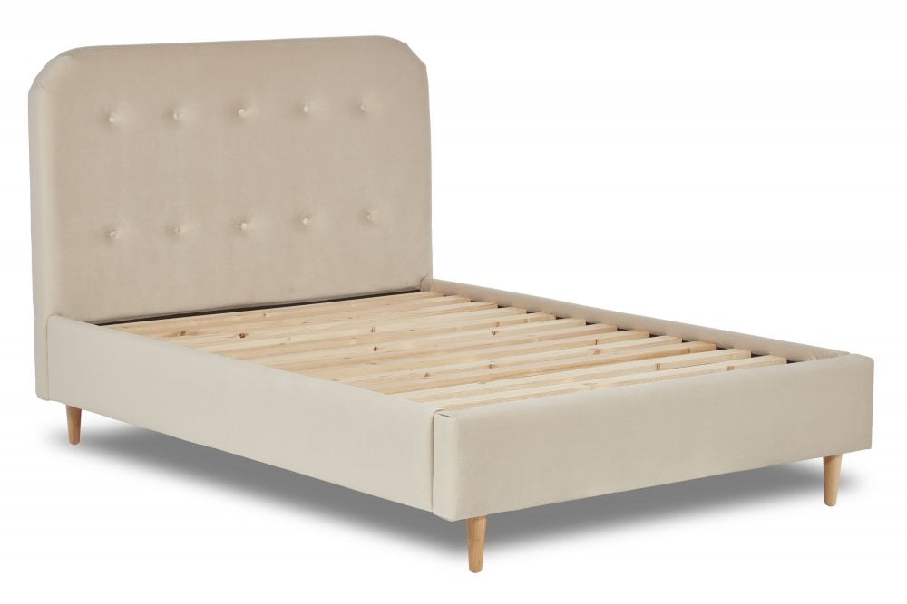 Reyna Contemporary Button Backed Fabric Bed