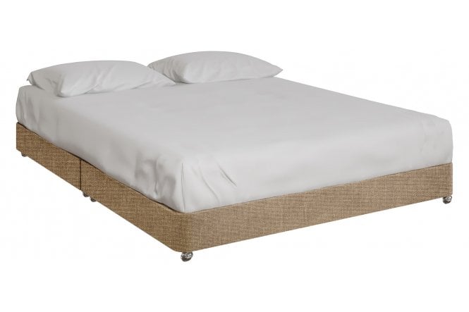 Oak Fabric Upholstered Low Divan Base With Chrome Glides